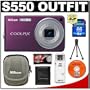 Nikon Coolpix S550 10-Megapixel Digital Camera (Plum) with 5x Optical Zoom + 4GB Card + Nikon Camera Case + Cameta Bonus Accessory Kit