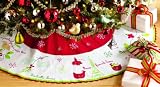 Tag 63146 On the First Day of Christmas Holiday Tree Skirt with Printed Border and Embroidered Snowflake Design