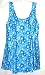 Plus Size Skirted Swimsuit Swimdress Aqua/Blue Pansies