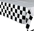 Race Decorations Racing Party Pack Bundle Black & White Checkered (Tablecover, 100 ft Pennant Banner, Racing Finish Line flags, Balloons & Bonus Bag)
