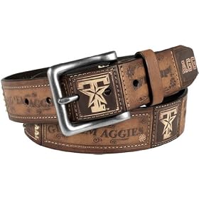 Fossil Ladies Leather Belt - Texas A&M - Patch Belt (Color: Brown)
