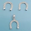 Sterling Silver Pendant and Earrings Set - Horseshoe in Embedded Clear CZ