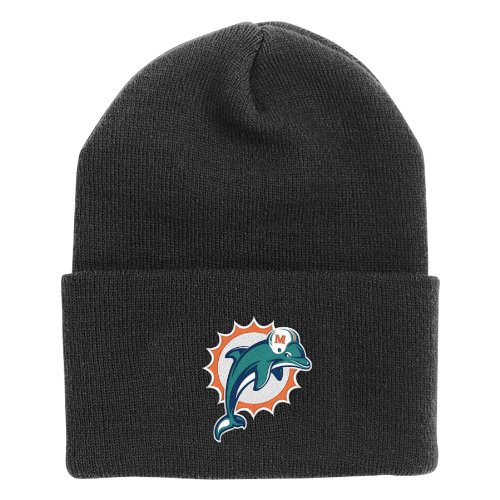 NFL Men's End Zone Cuffed Knit Hat - K010Z (Miami Dolphins, One Size Fits All)