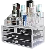 Sodynee Jewelry and Cosmetic Storage  2 Piece Acrylic Makeup Organizer