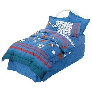 Boys American All Star Sports Print Blue Comforter and S