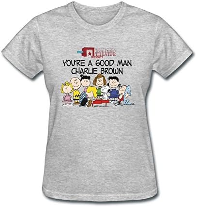 AONEG Charlie Brown Poster Women's Design T Shirts Grey XL