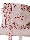 Vintage-style Cherries Baby Girl Bib, Burp Cloth & Changing Pad