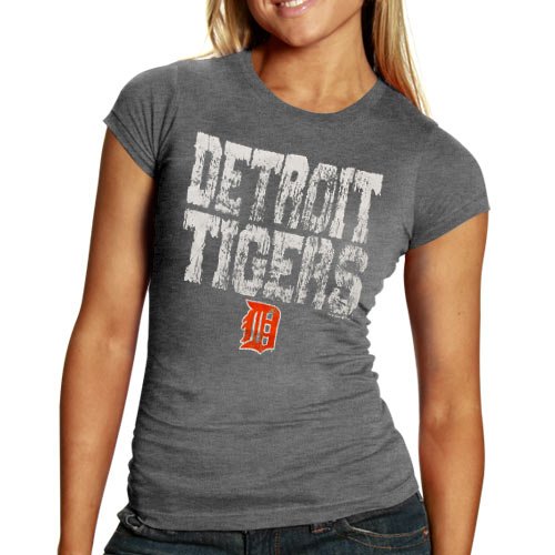 Detroit Tigers Ladies Caught Lookin' Tri-Blend T-Shirt - Ash (Small)