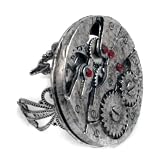 Steampunk Watch Gears Adjustable Ring in Silver