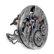 Steampunk Watch Gears Adjustable Ring in Silver