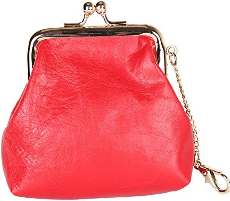 Tanbro Women Leather Change Purse with Clasp (Red)