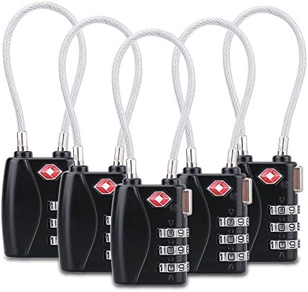 Luggage Locks 5-pack Tactical Accepted Combination Password Locks Padlocks TSA Approved 3-Digit ( Black)
