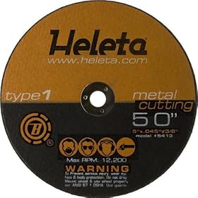 Abrasive Metal Cutting Wheel 5 x .045 x 3 8- Used for Iron, Non-Ferrous Metals, Alloy... by Heleta