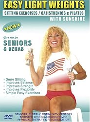 Seniors / Elderly Sitting Lightweight / Dumbbells Exercises for Strength, Rehab & Physical Therapy. This Seniors Light weights dumbbells fitness DVD is Good also for Easy Osteoporosis Exercises, Diabetes Exercises, Arthritis Exercises, Alzheimer's Exercises DVD.
Sunshine is a Certified AARP Trainer by ACE, The American Council on Exercise.