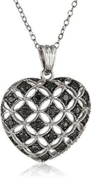 Sterling Silver Black Diamond Heart Pendant Necklace (.50 cttw), 18"