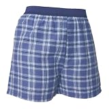 Royal (French) Blue and White Tartan Plaid Check Cotton Flannel Plaid check boxers boxer shorts available in 5 adult sizes exposed waist false fly by 