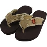 MLB San Francisco Giants Unisex Frayed Flip Flops - Brown (Large)