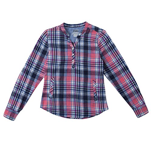 Levi's Little Girls' Plaid Long Sleeve Top, Rosey