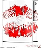 Sony PS3 Skin Big Kiss Lips Red on White