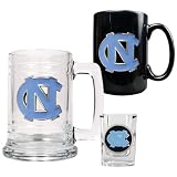 North Carolina Tar Heels - UNC 15oz Tankard, 15oz Ceramic Mug & 2oz Shot Glass Set - Primary Logo NCAA College Athletics