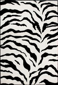 Zebra Area Rug 5x8 Animal Skin Print Modern Carpet Black