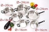 Produkt-Bild: Kochtopf-Set Topf-Set, 12-teilig, Edelstahl, Glasdeckel, sp&uuml;lmaschinenfest
