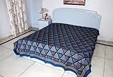 Soft Cotton Bed Spread with Golden Work Size: 84 X 104 Inches