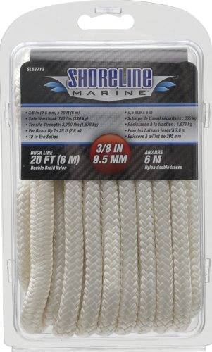 Shoreline Marine Double Braided Nylon Dock Line 3 8-Inch x 20-Feet WhiteB009CEMPJY