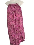 HAWAIIAN PLUS SIZE PINK BATIK HAND PAINTED SARONG & SARONG BUCKLE (1X-3X)