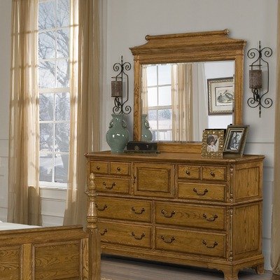 A-America KIN-AO-5-50-0 Kingston Dresser and Mirror Set in Antique Oak