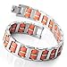 INBLUE Men's Stainless Steel Rubber Bracelet Link Wrist Silver Tone Orange Rectangular