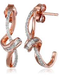 14k Rose Gold Plated Sterling Silver Diamond Earrings (1/4 cttw, IJ Color, I2-I3 Clarity)