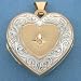 14K Two Tone Gold Heart & Diamond Locket Jewelry 23 mm