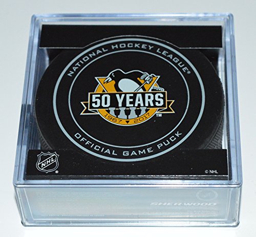 2017 Pittsburgh Penguins 50th Anniversary Game Hockey Puck W/Cube