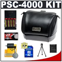 Canon PowerShot PSC-4000 Soft Leather Carrying Case + (4) Batteries & Charger + 8GB Card + Tripod + Accessory Kit for S5 IS, SX1 IS, SX10 IS & SX20 IS Digital Cameras