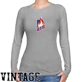 NCAA UIC Flames Ladies Ash Distressed Logo Vintage Long Sleeve Slim Fit T-shirt
