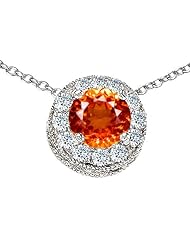 Original Star K (tm) Round 6mm Simulated Orange Mexican Fire Opal Pendant in 925 Sterling Silver