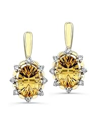 14k Yellow Gold 0.12 Ctw Citrene Diamond Earrings