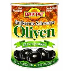 Baktat Schwarze Oliven o. Stein leicht gesalzen, 1er Pack (1 x 800 g Packung)