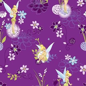 Crafty-Cuts-2-Yards-Cotton-Fabric-TinkerBell-on-Spot