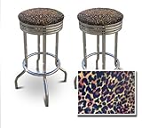 2 Leopard Animal Print Specialty / Custom Barstools Set