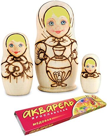 Girl with a Samovar Coloring Nesting Doll Set (3 Pc.)