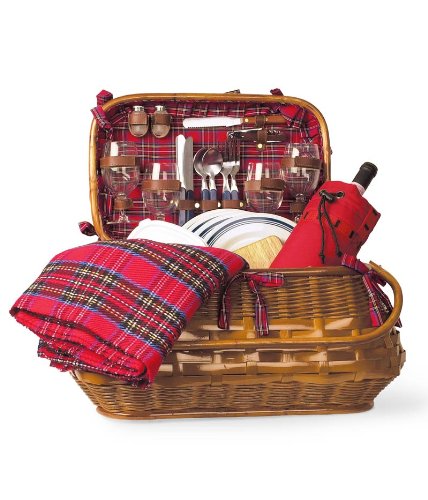 Highlander Rattan & bamboo Picnic basket for 4