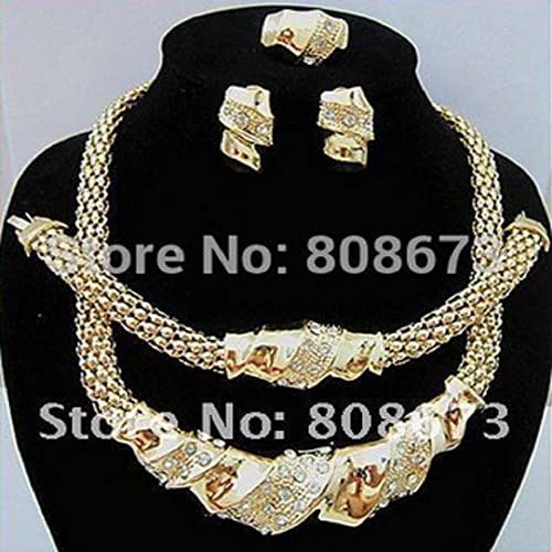 24k Gold Filled Popular Necklace Earring Bracelet Ring African Fashion Women Big Jewelry Sets