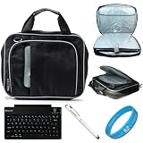Black Durable Pinn Messenger Carrying Bag with Removable Shoulder Strap for Samsung Galaxy Tab 8.9 inch Android 3.0 Wireless Tablet + Sumaclife Bluetooth Keyboard + White Laser Stylus Pen + SumacLife TM Wisdom*Courage Wristband