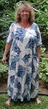 Round Neck Long Dress - Women's Ginger Heliconia Jungle Caftan Kaftan Style Hawaiian Aloha Evening Pullover Dress - Plus Size