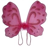Dark Pink Marabou Glitter Nylon Butterfly Dress Up Fairy Wings girl princess wedding dress-up apparel