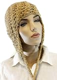 Coffee Knitted Cotton Pom Pom Dangle Trapper Hat