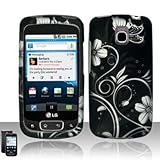 Rubberized Black Silver Vine Flower Butterfly Snap on Design Case Hard Case ....