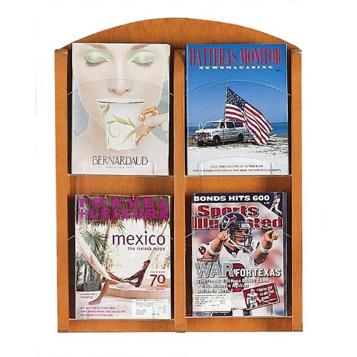 Transitional Four Pocket Literature Rack Mahogany